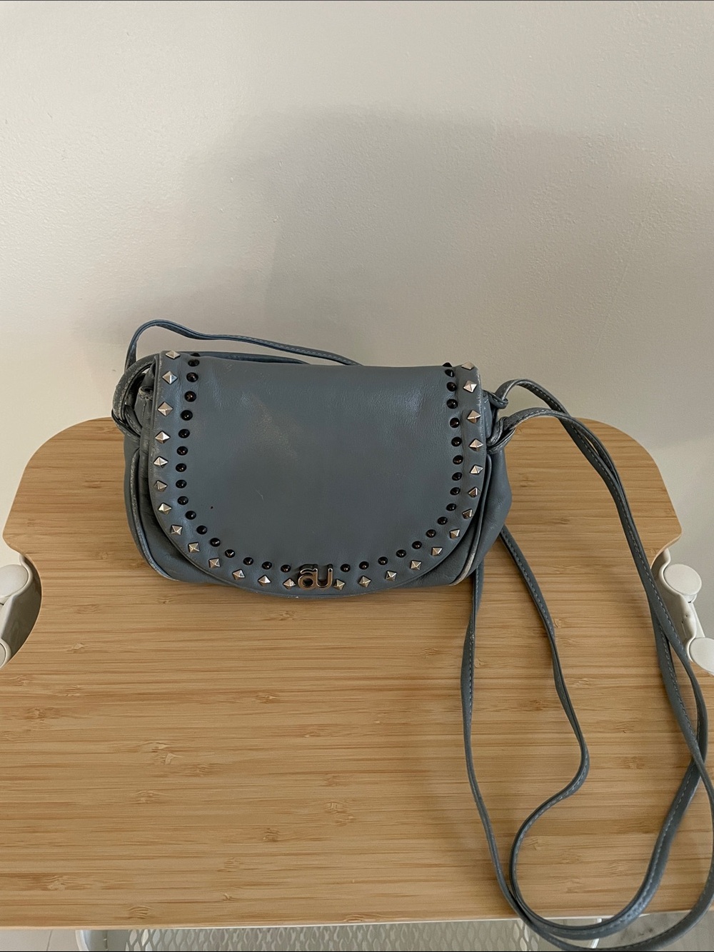 Blue Studded Crossbody Bag - Women